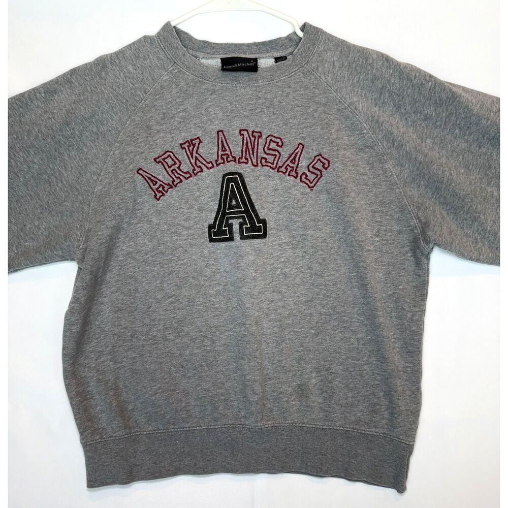 Arkansas Razorbacks Vintage Distressed Lived In Grey Crewneck Sweatshirt Small